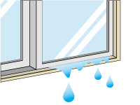 窓サッシから雨漏りがする。