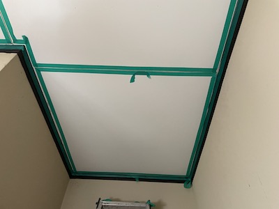 久留米　棟瓦・谷板金からの雨漏り　瓦部分葺直し　ルーフィング張替　和室天井張替　階段天井貼り　2