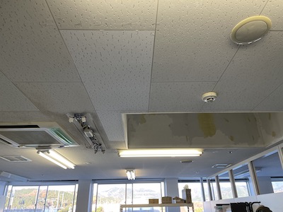 トリアス久山様　建物内部内装工事　クロス剥がれ・カビ　化粧ボード貼り　天井材ジプトーン部分張替